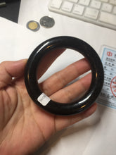 Load image into Gallery viewer, 54.3mm certified 10% Natural black(MO YU 墨玉) meteorite Stellar Night sky chubby round cut nephrite bangle HN1-8246
