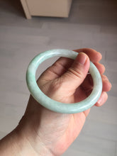 Load image into Gallery viewer, 56.5mm certified 100% natural type A white/sunny green round cut jadeite jade bangle AU36-9818
