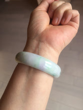 Load image into Gallery viewer, 52.9mm certificated Type A 100% Natural light green/purple/yellow Monet’s Water Lilies Jadeite Jade bangle E61-1028
