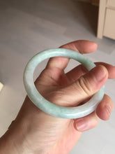 Load image into Gallery viewer, 56.5mm certified 100% natural type A white/sunny green round cut jadeite jade bangle AU36-9818
