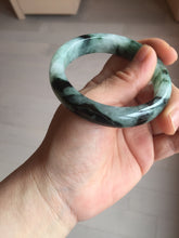Load image into Gallery viewer, 53.2mm certified type A 100% Natural icy watery green/black Jadeite Jade bangle BM45-8567
