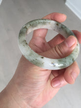 Load image into Gallery viewer, 56.4mm Certificated dark green/black/white with floating seaweed jadeite jade bangle BP21-4072
