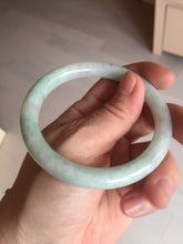 Load image into Gallery viewer, 56.5mm certified 100% natural type A white/sunny green round cut jadeite jade bangle AU36-9818
