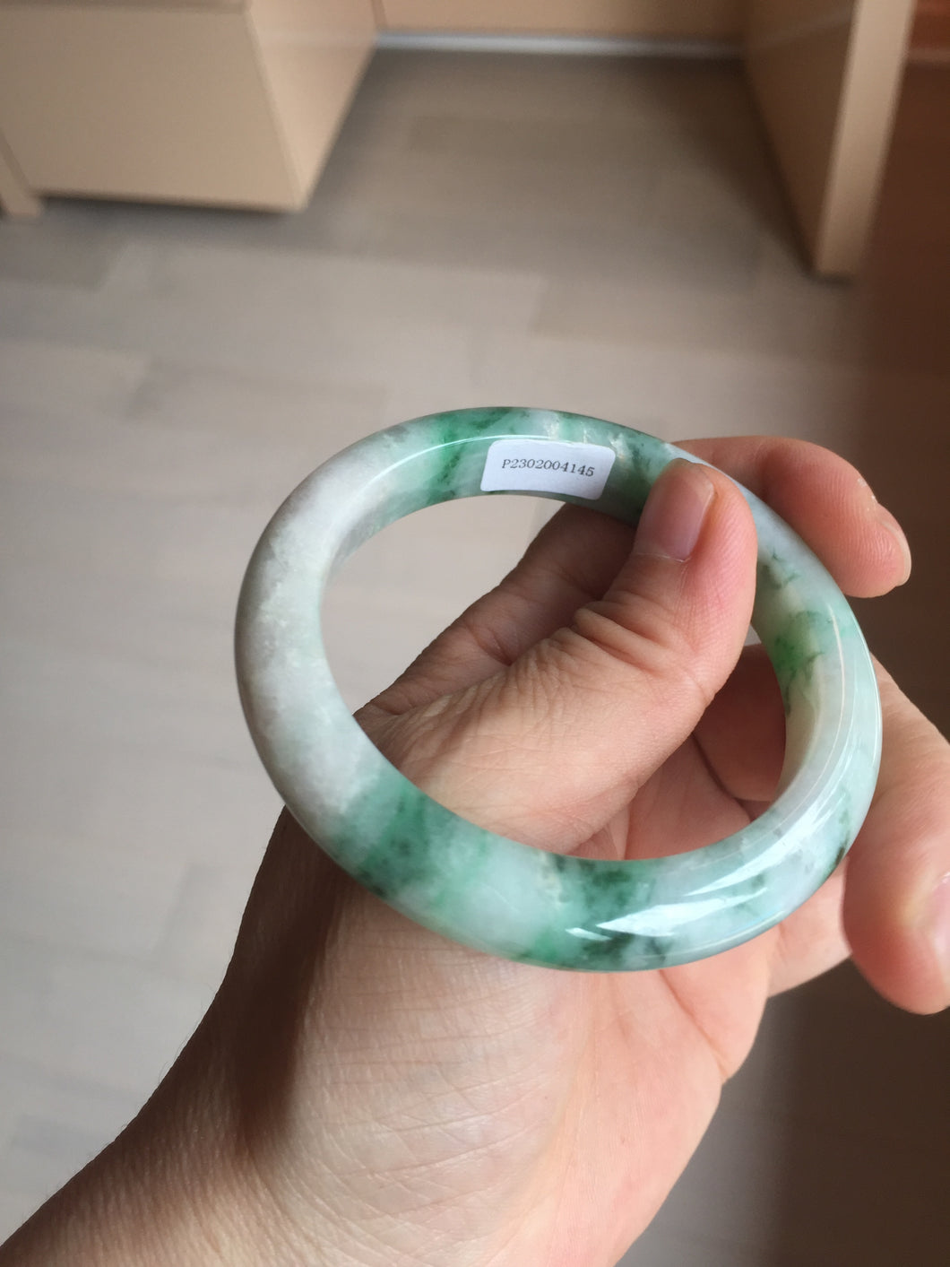 53.7mm Certified 100% natural Type A sunny green purple jadeite jade bangle BQ35-4145