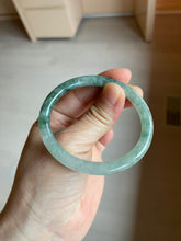 Load image into Gallery viewer, 51mm certified 100% natural type A icy watery sunny green/dark green/ray slim oval round cut jadeite jade bangle AZ105-3201
