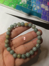 Load image into Gallery viewer, 7.9mm 100% natural type A  green/blue/brown/yellow/gray  jadeite jade beads bracelet AX53
