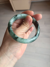Load image into Gallery viewer, 53.2mm certified type A 100% Natural icy watery green/black Jadeite Jade bangle BM45-8567
