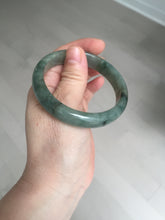 Load image into Gallery viewer, 54.5mm certified 100% natural dark green black gray jadeite jade bangle S81-7059
