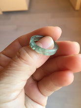 Load image into Gallery viewer, 6 1/2 100% natural type A ice watery oily dark green/black/brown/gray (冰油) square jadeite jade band ring AT110-2
