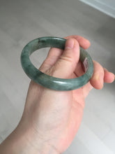 Load image into Gallery viewer, 54.5mm certified 100% natural dark green black gray jadeite jade bangle S81-7059
