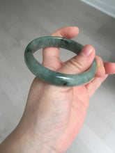 Load image into Gallery viewer, 54.5mm certified 100% natural dark green black gray jadeite jade bangle S81-7059
