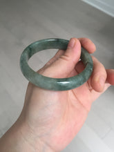 Load image into Gallery viewer, 54.5mm certified 100% natural dark green black gray jadeite jade bangle S81-7059
