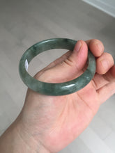 Load image into Gallery viewer, 54.5mm certified 100% natural dark green black gray jadeite jade bangle S81-7059
