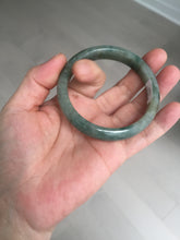 Load image into Gallery viewer, 54.5mm certified 100% natural dark green black gray jadeite jade bangle S81-7059
