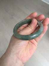 Load image into Gallery viewer, 54.5mm certified 100% natural dark green black gray jadeite jade bangle S81-7059
