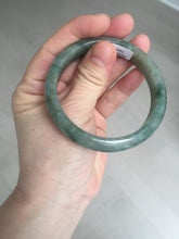 Load image into Gallery viewer, 54.5mm certified 100% natural dark green black gray jadeite jade bangle S81-7059
