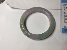 Load image into Gallery viewer, 53.3mm 100% Natural type A sunny green purple brown gray white carved flowers and golden-painted Jadeite Jade bangle BG231-5035

