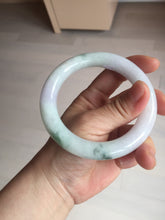 Load image into Gallery viewer, 卖了 60mm certified Type A 100% Natural light sunny green white purple chubby round cut Jadeite Jade bangle BQ70-8570
