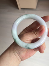 Load image into Gallery viewer, 卖了 60mm certified Type A 100% Natural light sunny green white purple chubby round cut Jadeite Jade bangle BQ70-8570
