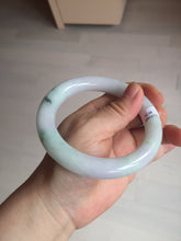 Load image into Gallery viewer, 卖了 60mm certified Type A 100% Natural light sunny green white purple chubby round cut Jadeite Jade bangle BQ70-8570
