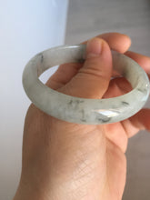 Load image into Gallery viewer, 51.5mm certified Type A 100% Natural icy watery light green black white Chinese ink painting(水墨) Jadeite Jade bangle BS66-7416
