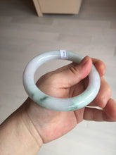 Load image into Gallery viewer, 卖了 60mm certified Type A 100% Natural light sunny green white purple chubby round cut Jadeite Jade bangle BQ70-8570
