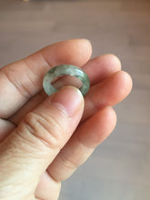 Load image into Gallery viewer, 3 3/4 100% natural type A ice watery oily dark green/black/brown/gray (冰油) square jadeite jade band ring AT110-4
