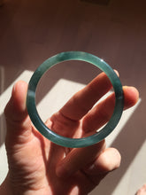 Load image into Gallery viewer, 54.3mm Certified Type A 100% Natural icy watery deep sea dark green/blue/gray/black slim round cut Guatemala Jadeite bangle AT99-2075
