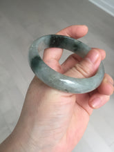 Load image into Gallery viewer, 53.7mm certificated Type A 100% Natural dark green gray black Jadeite Jade bangle S87-7052
