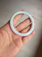 Load image into Gallery viewer, 53.5mm Certified type A 100% Natural light green purple yellow(FU LU SHOU) slim round cut Jadeite bangle PB183-9120
