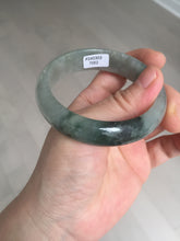 Load image into Gallery viewer, 53.7mm certificated Type A 100% Natural dark green gray black Jadeite Jade bangle S87-7052
