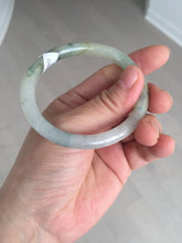 Load image into Gallery viewer, 52mm certified type A 100% Natural green/white with floating flowers slim oval jadeite jade bangle BP26-2670
