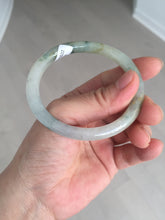 Load image into Gallery viewer, 52mm certified type A 100% Natural green/white with floating flowers slim oval jadeite jade bangle BP26-2670
