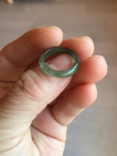 Load image into Gallery viewer, 3 3/4 100% natural type A ice watery oily dark green/black/brown/gray (冰油) square jadeite jade band ring AT110-5
