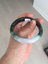 Load image into Gallery viewer, 58mm Certificate dark green/black/white sunny green/purple jadeite jade bangle BP27-4053
