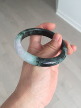 Load image into Gallery viewer, 58mm Certificate dark green/black/white sunny green/purple jadeite jade bangle BP27-4053
