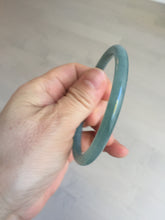 Load image into Gallery viewer, 56.3mm Certified Type A 100% Natural icy watery deep sea dark green/blue/gray/black slim round cut Guatemala Jadeite bangle BM120-7375
