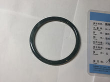 Load image into Gallery viewer, 56.2mm Certified Type A 100% Natural icy watery dark green/blue/gray Guatemala slim round cut Jadeite bangle PD62-3386
