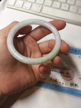 Load image into Gallery viewer, 53.5mm Certified type A 100% Natural light green purple yellow(FU LU SHOU) slim round cut Jadeite bangle PB183-9120
