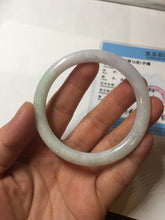 Load image into Gallery viewer, 53.5mm Certified type A 100% Natural light green purple yellow(FU LU SHOU) slim round cut Jadeite bangle PB183-9120
