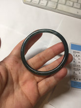 Load image into Gallery viewer, 56.2mm Certified Type A 100% Natural icy watery dark green/blue/gray Guatemala slim round cut Jadeite bangle PD62-3386
