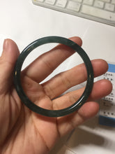 Load image into Gallery viewer, 56.2mm Certified Type A 100% Natural icy watery dark green/blue/gray Guatemala slim round cut Jadeite bangle PD62-3386
