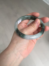 Load image into Gallery viewer, 58mm Certificated icy watery dark green/black/white seaweed jadeite jade bangle S82-7077
