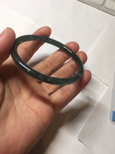 Load image into Gallery viewer, 56.2mm Certified Type A 100% Natural icy watery dark green/blue/gray Guatemala slim round cut Jadeite bangle PD62-3386
