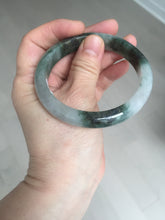 Load image into Gallery viewer, 58mm Certificated icy watery dark green/black/white seaweed jadeite jade bangle S82-7077
