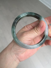 Load image into Gallery viewer, 58mm Certificated icy watery dark green/black/white seaweed jadeite jade bangle S82-7077
