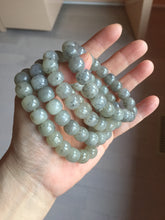 Load image into Gallery viewer, 9/10mm 100% Natural icy black sesame paste(冰芝麻糊青花) vintage style nephrite Jade bead bracelet group HN31
