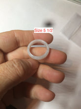 Load image into Gallery viewer, 100% natural type A white slim jadeite jade band ring BF53
