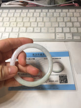 Load image into Gallery viewer, 53.5mm Certified type A 100% Natural light green purple yellow(FU LU SHOU) slim round cut Jadeite bangle PB183-9120
