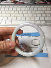 Load image into Gallery viewer, 53.5mm Certified type A 100% Natural light green purple yellow(FU LU SHOU) slim round cut Jadeite bangle PB183-9120
